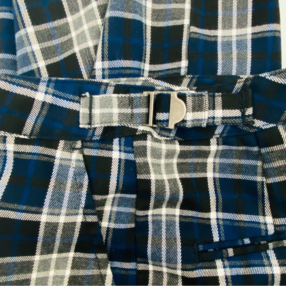 Brandy Melville Blue Black Plaid Pants High Waisted Wide Leg John Galt Academia‎ - Picture 7 of 10